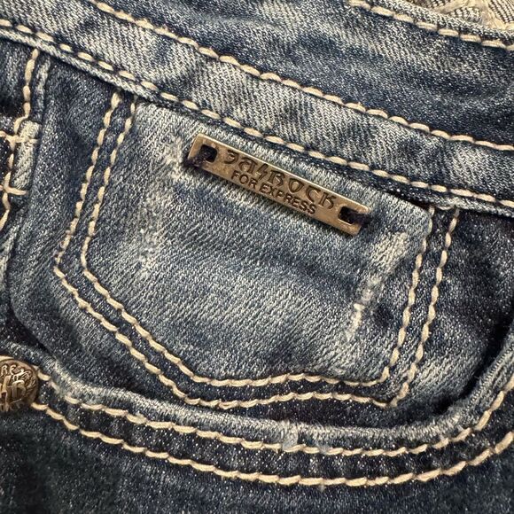 Express rerock Women's Dark Blue Skinny Jeans distressed fall football school 6 - Picture 4 of 11